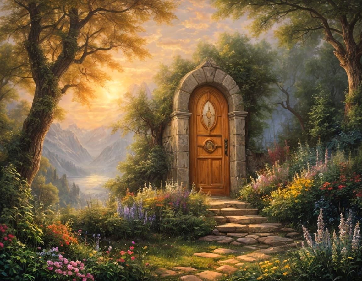 Ethereal Cosmic Landscape Oil Painting