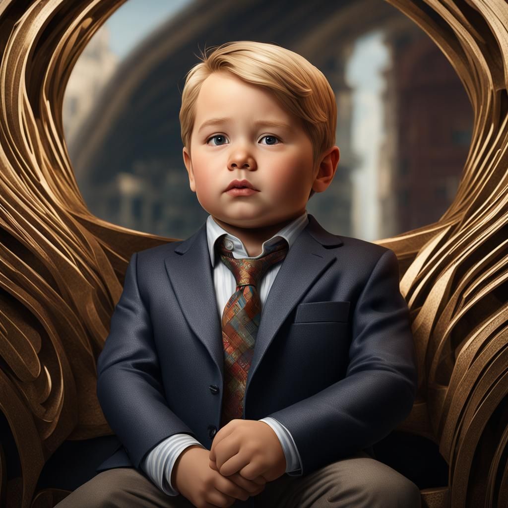 Chubby Boy in Suit: Hyperdetailed Matte Photography