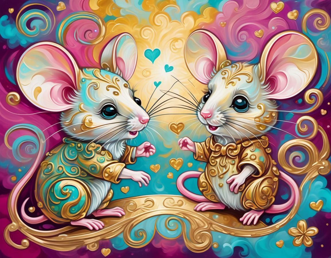 Expressionist Mice Reach Across Psychedelic Canvas