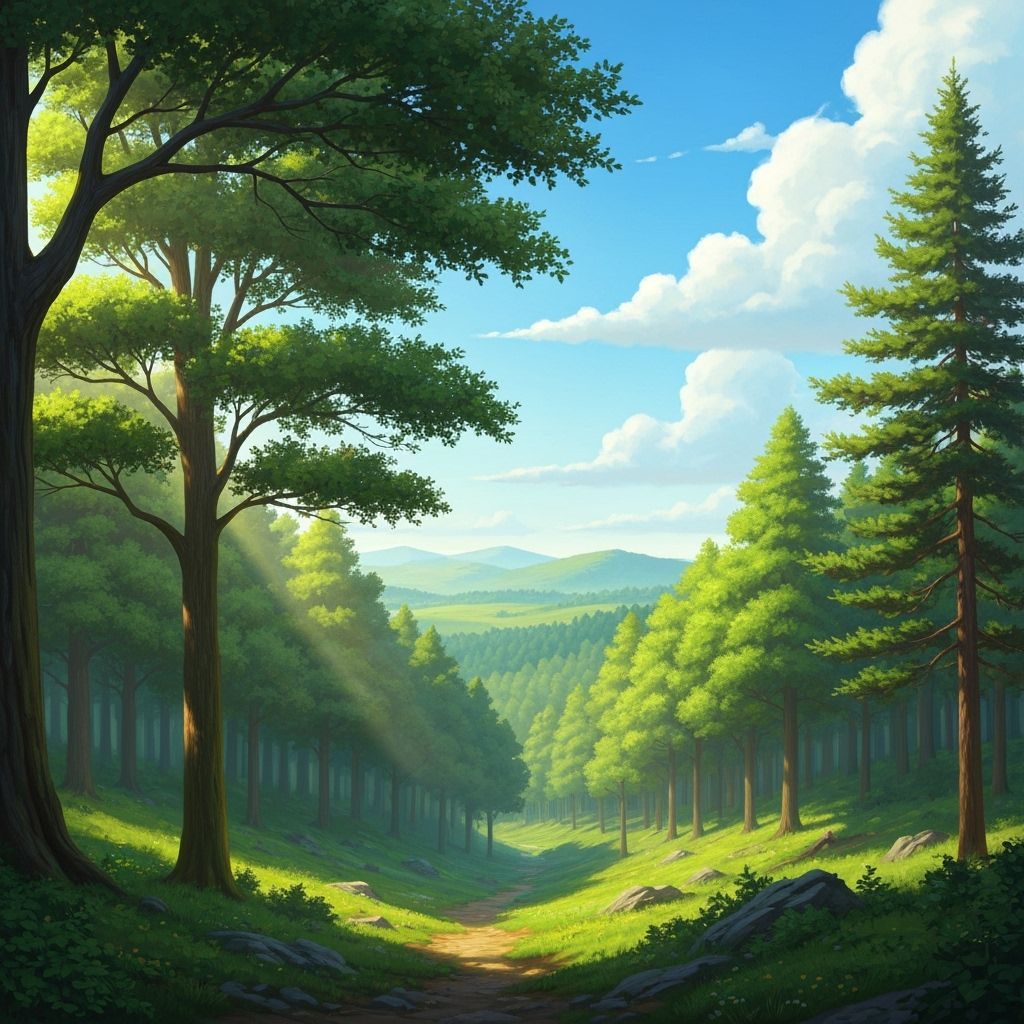 Lush Forest Landscape in Digital Art Style