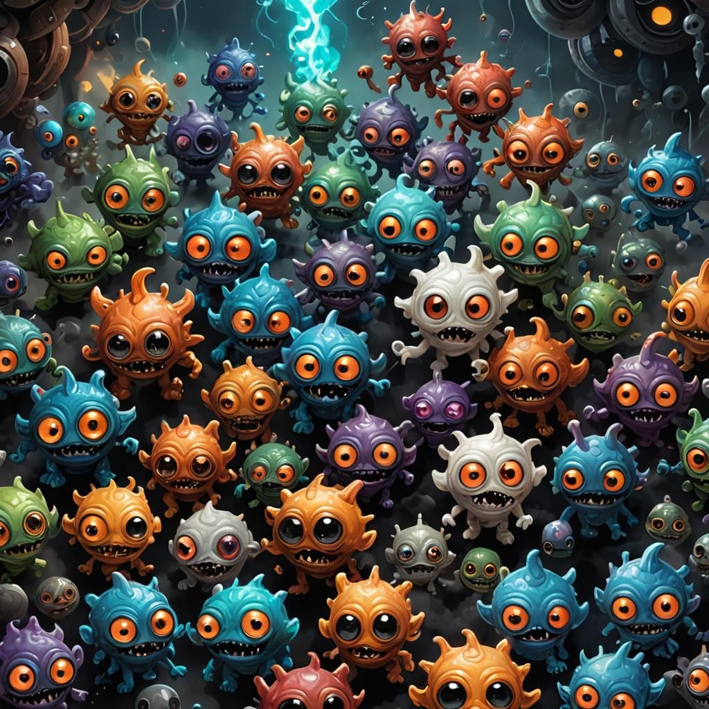 Chibi Googly-Eyed Monsters in Pixar Style