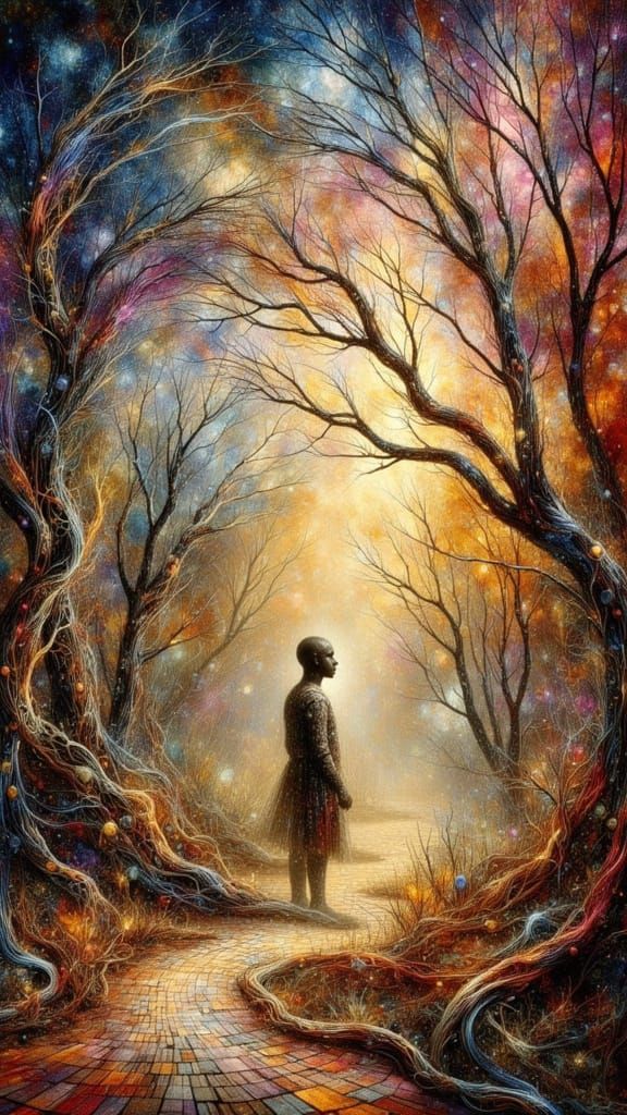 Ethereal Void with Musical Patterns in Expressive Oil Painti...