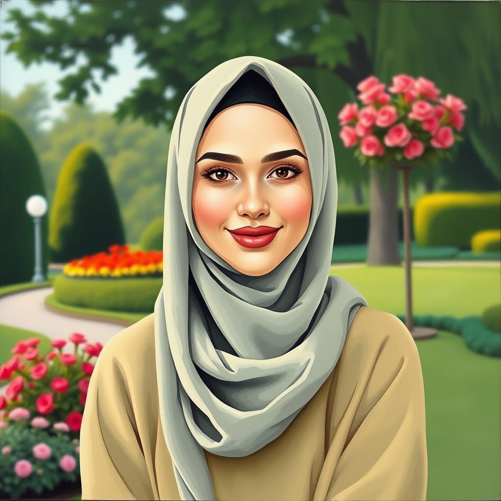 Minimalist Oil Painting: Swedish Woman in Hijab