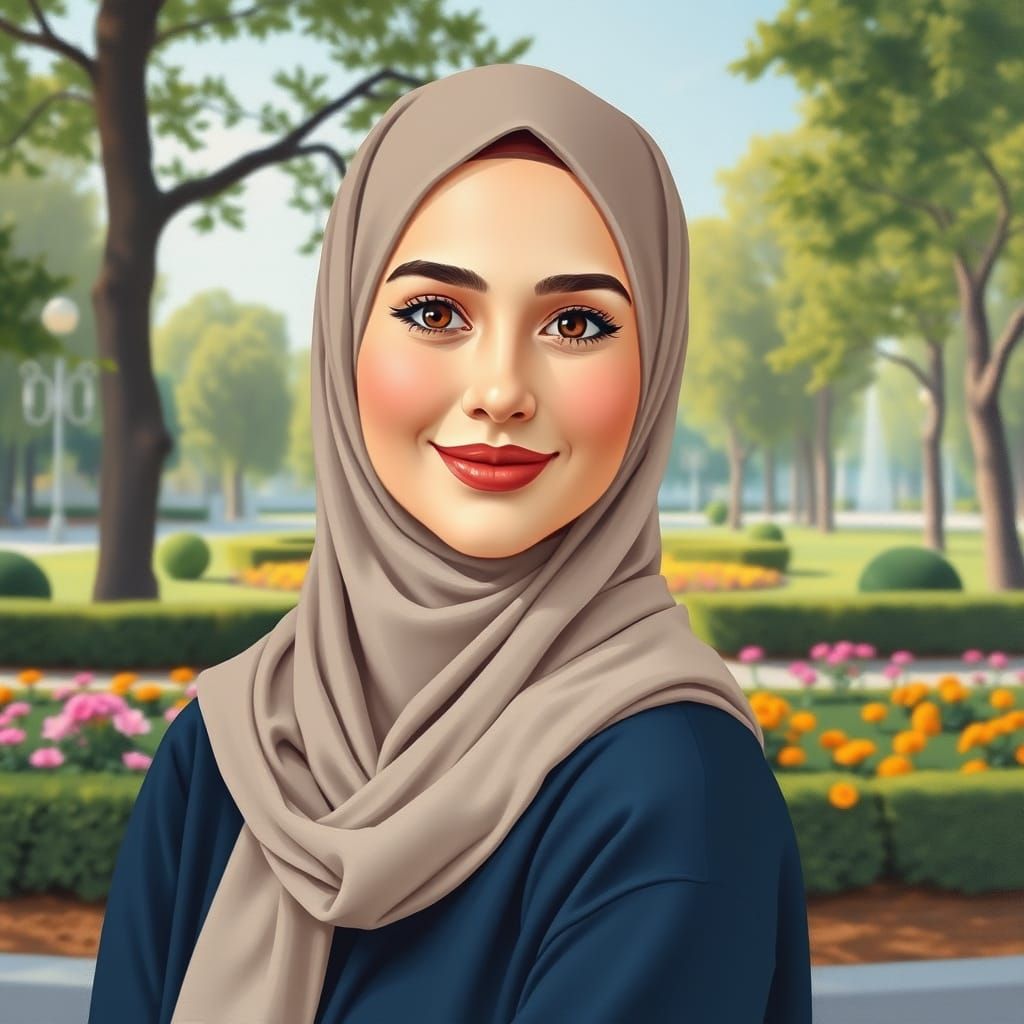 Modern Minimalist Portrait of Woman in Hijab