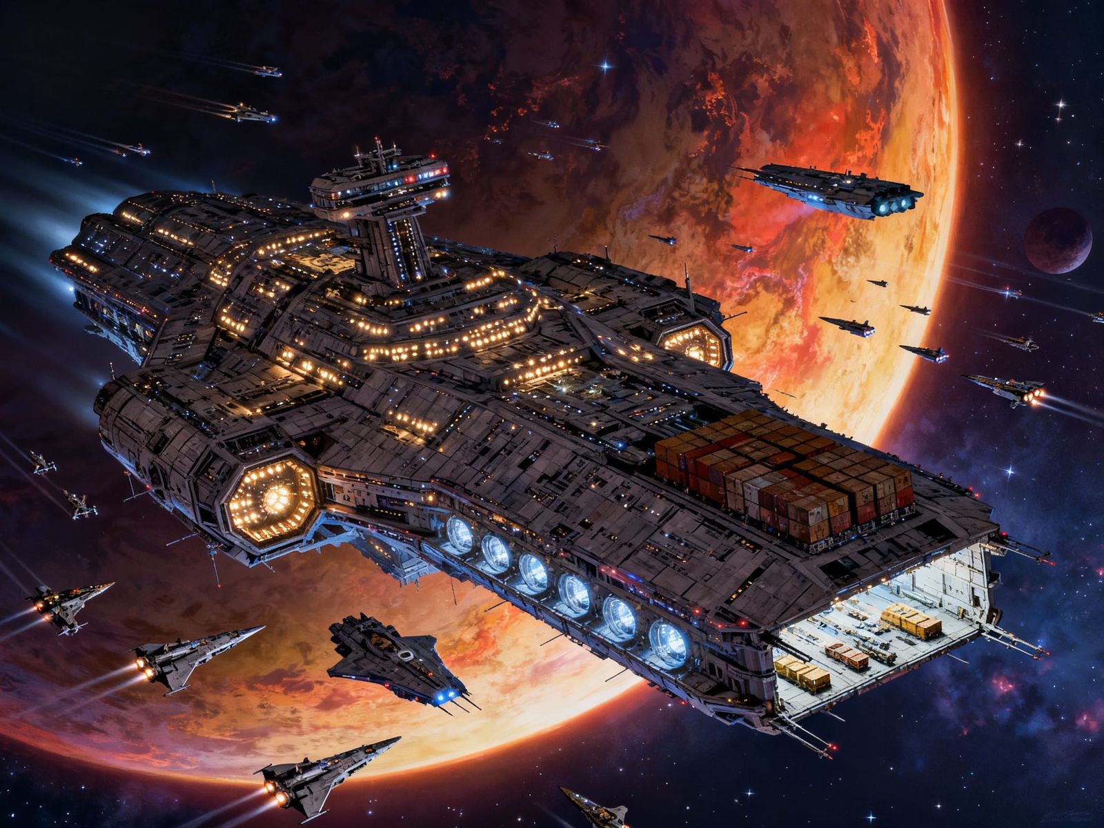 Epic Sci-Fi Space Station Orbits Gas Giant Planet