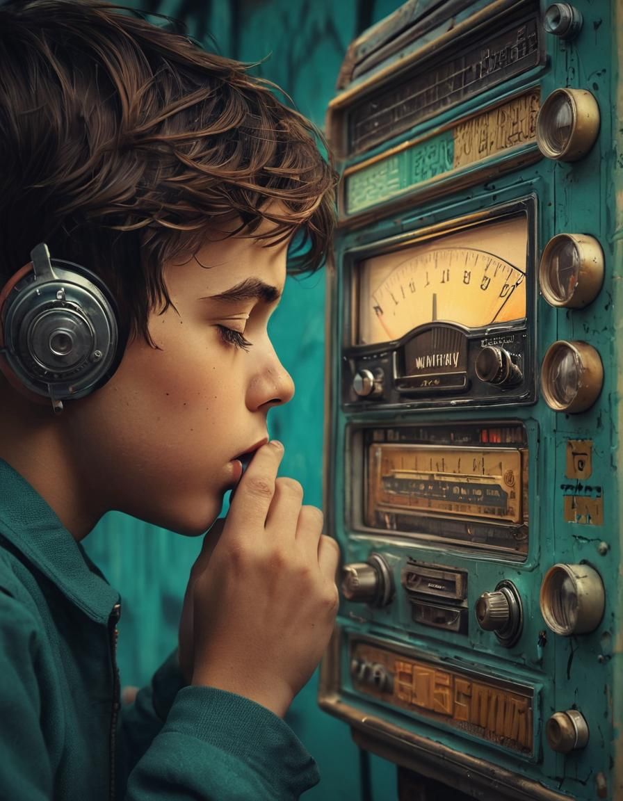 Boy Tuning Radio, Minimalist Street Art