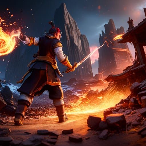 Epic Fire Breathing Creature in 3D Game Style