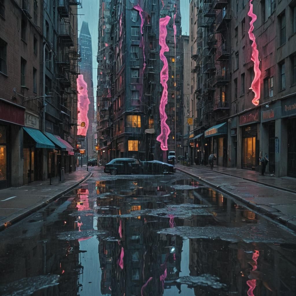 Surreal Cityscape Dissolves in Dreamlike Digital Art