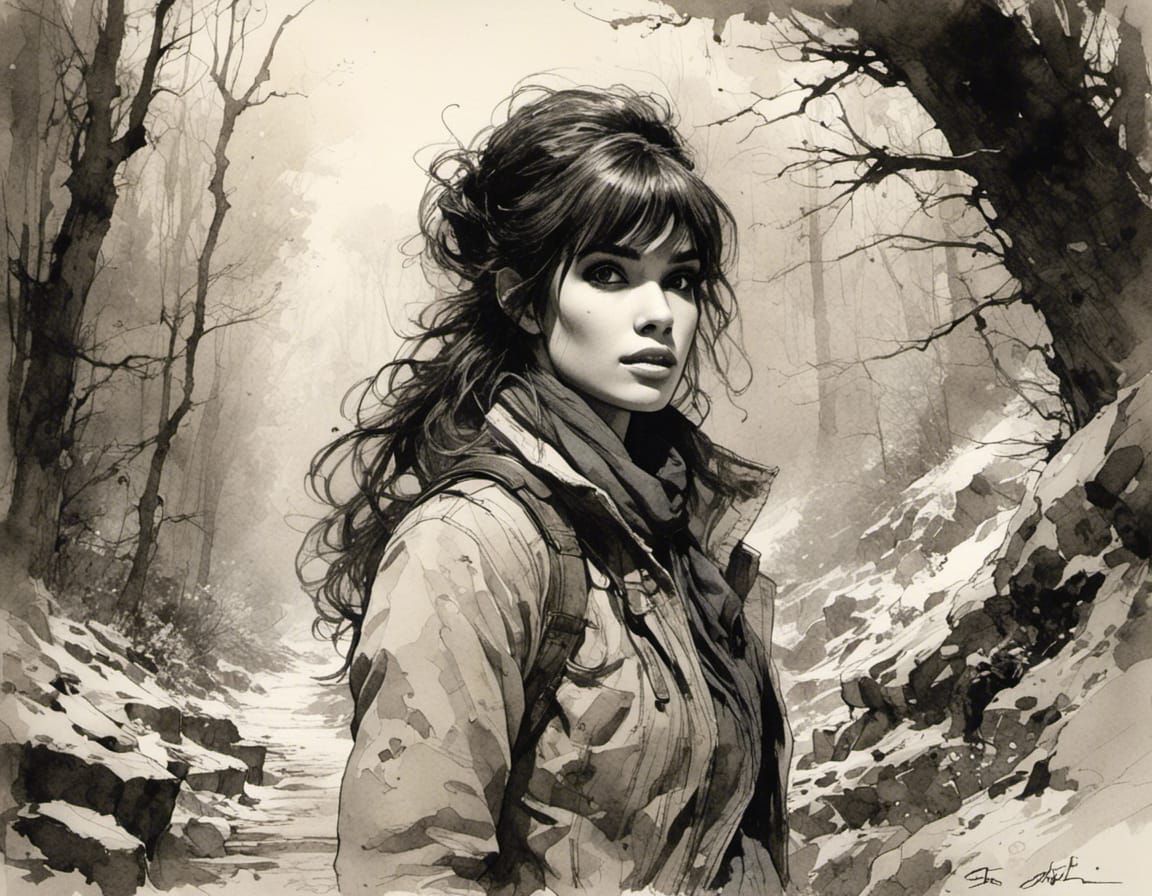 <lora:Axis Comix:1.0>Line art sketch portrait of (Sofia Bout...