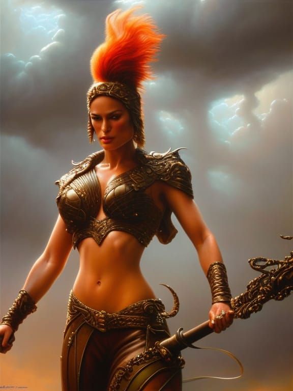 Warrior Queen in Hyper-Detailed Oil Painting
