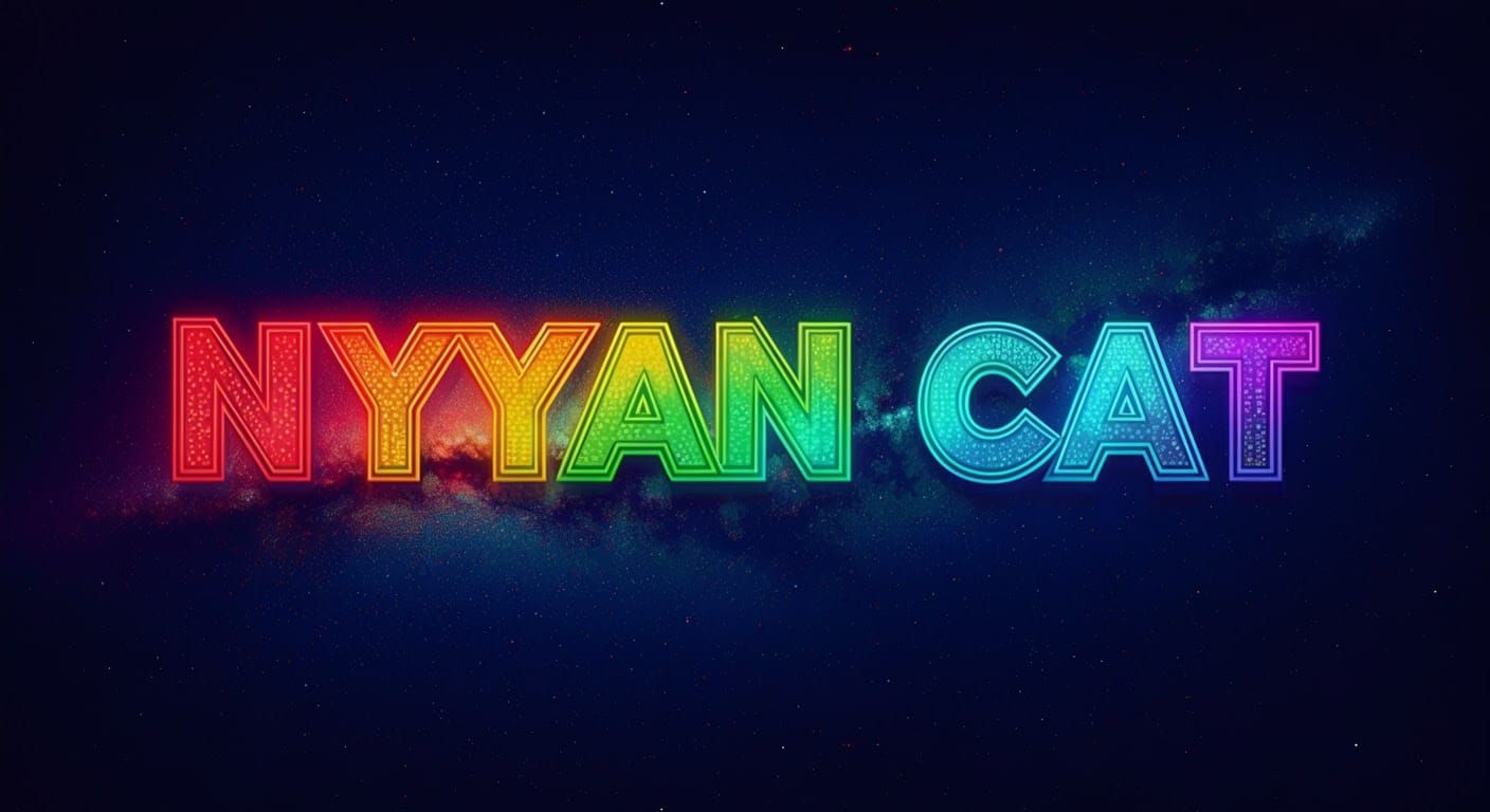 Neon Nyan Cat in Retrofuturistic Cosmic Style