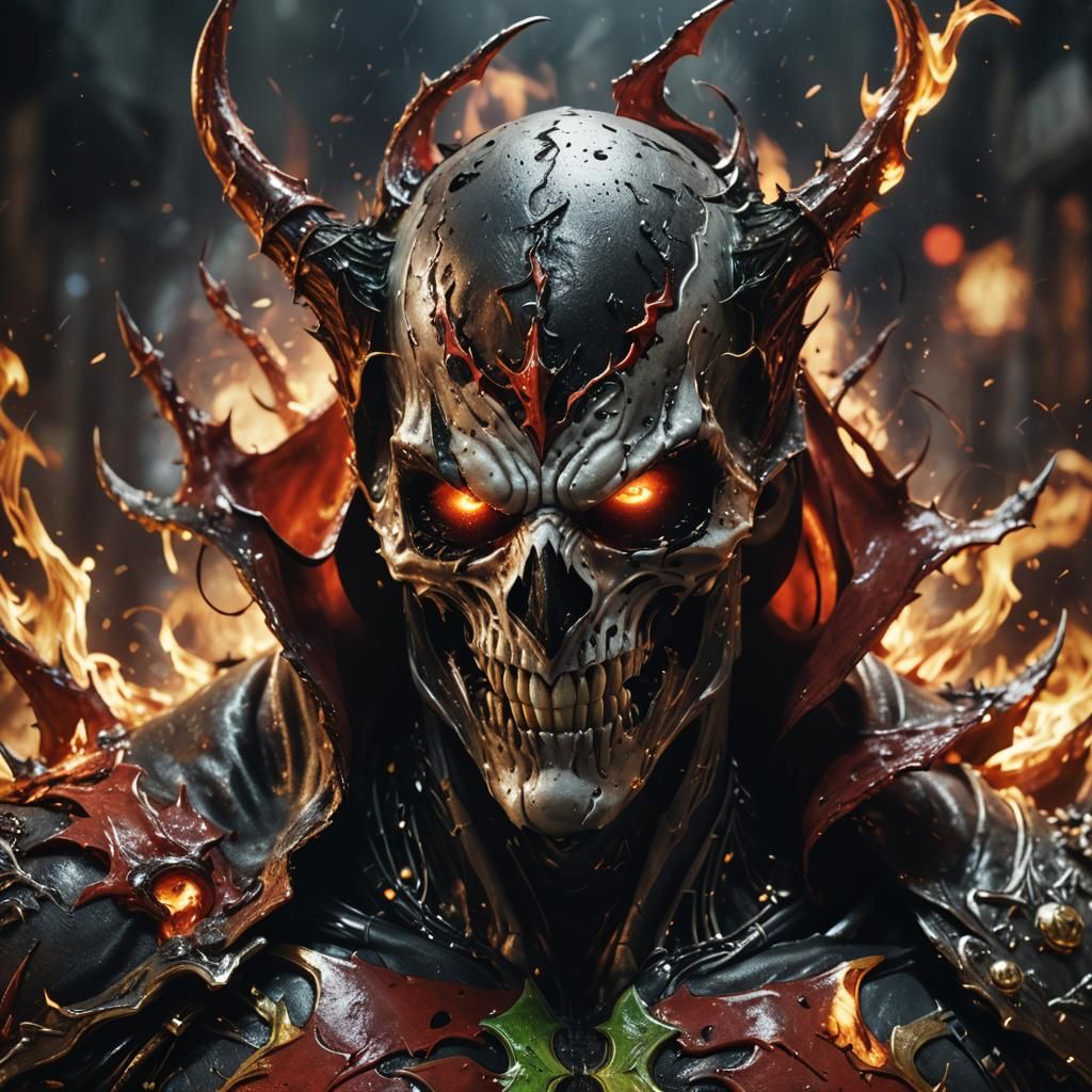 Hyperrealistic Portrait of Spawn in Hellscape