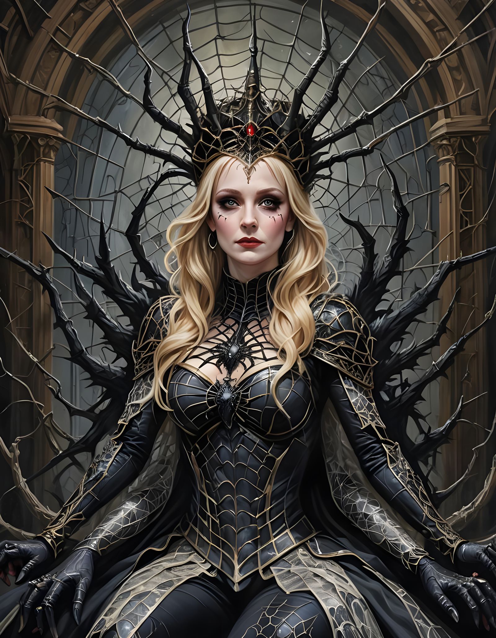 Alluring Spider Queen in Arachnid Throne Room