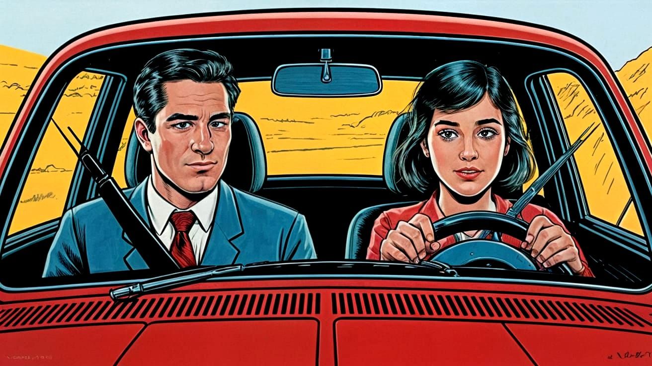 Dan Parent Style Comic: Father and Daughter in Car