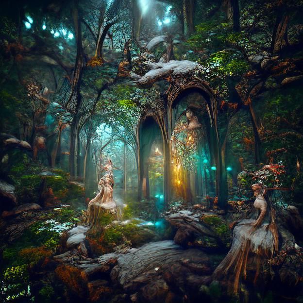 Enchanted Elven Forest in Matte Painting Style