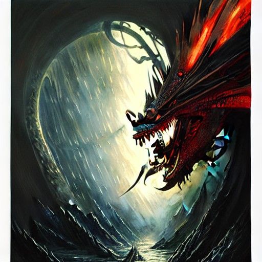 Fiery Dragon in Anime Style, Hyperrealistic Detail