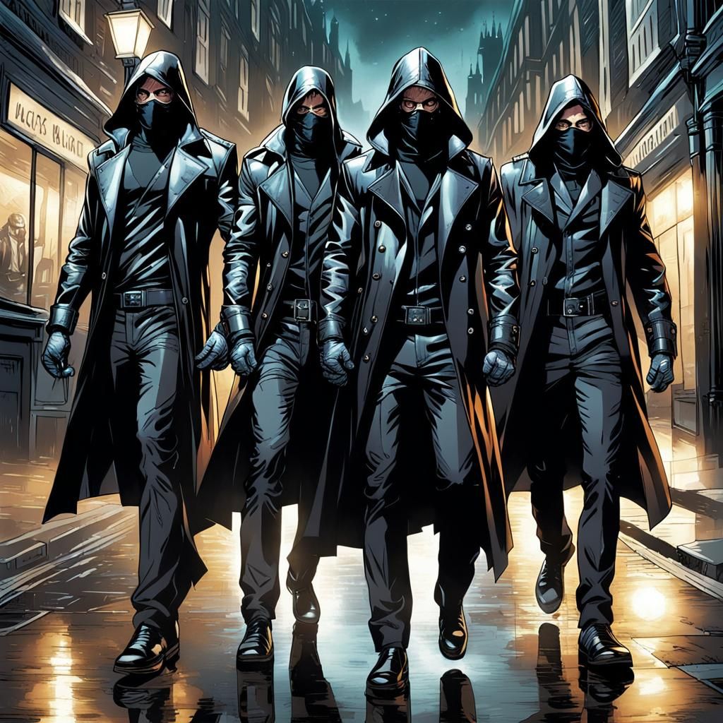 Men in Black Leather Coats in London