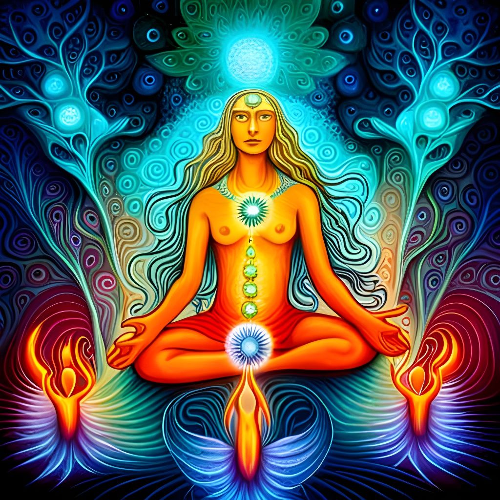 the spirit of ayahuasca, 8k resolution holographic astral cosmic illustration mixed media by Pablo Amaringo