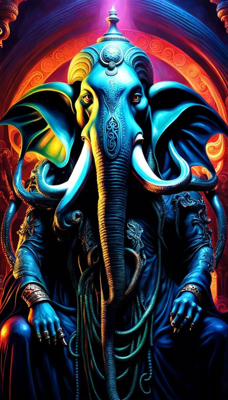 Cthulhu Ganesha Hybrid with Lovecraftian Tentacles