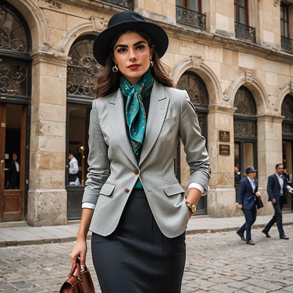 Elegant Persian Woman in Preppy Fashion