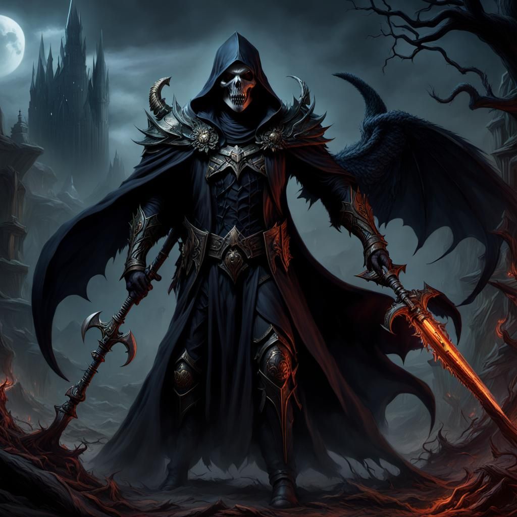 The Grim Reaper and Death Horse in Detailed Painting