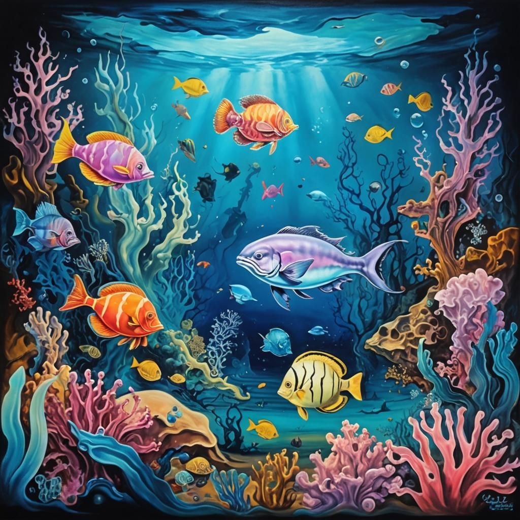 Underwater Surrealism: Dali-esque Sealife in Oil