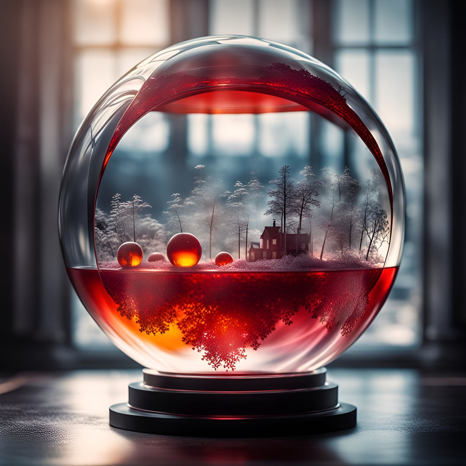 Sphere Suspended in Transparent Jello Mold