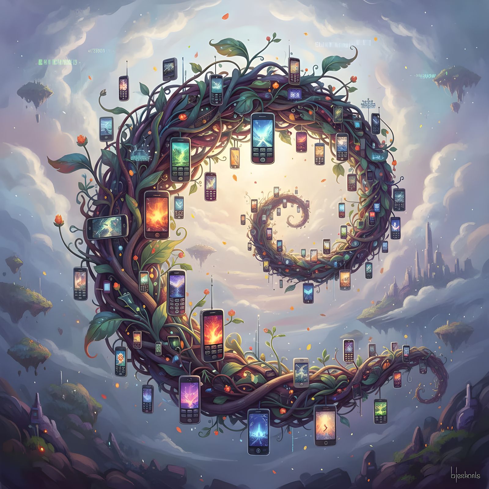 Majestic Cellphone Vine in Whimsical Concept Art Style