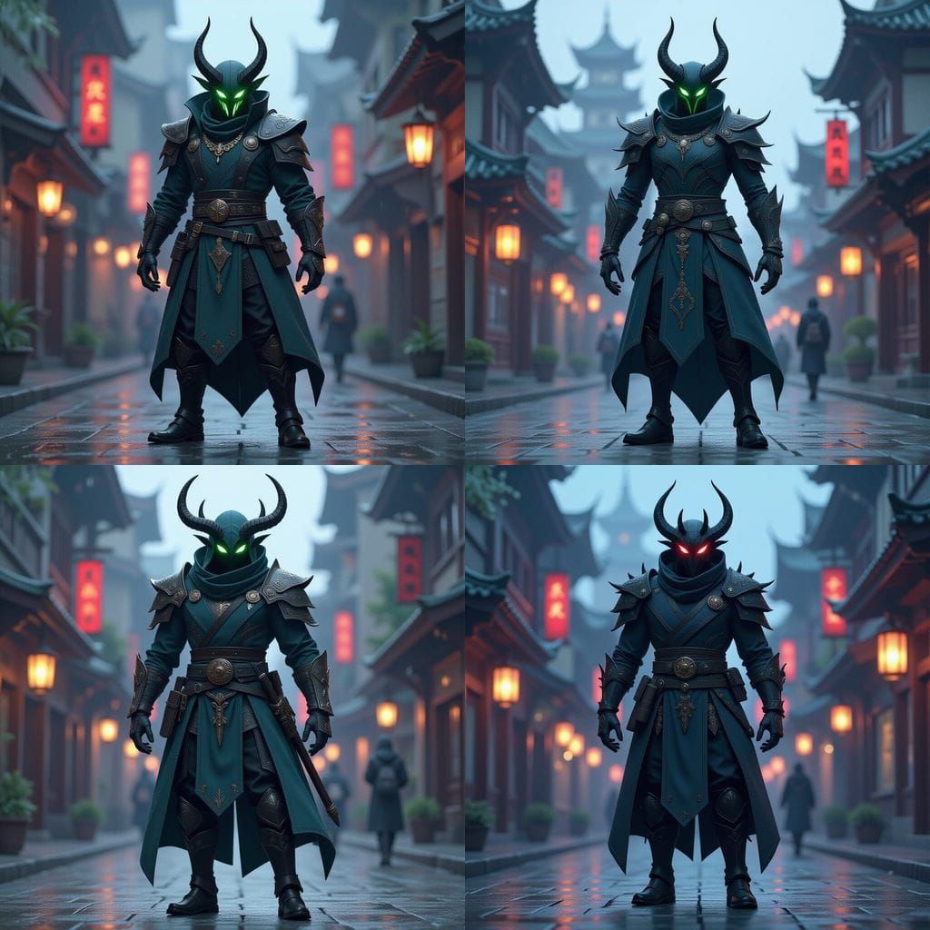 Creepy Humanoid Monster in Magical City: 3D Anime Art