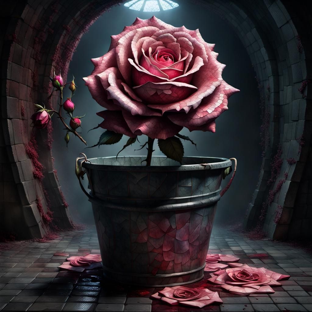 Sinister Rose Mosaic in Dark Fantasy Style