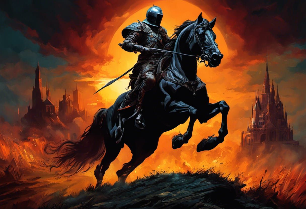 Pumpkin Horseman in Gothic Horror Style