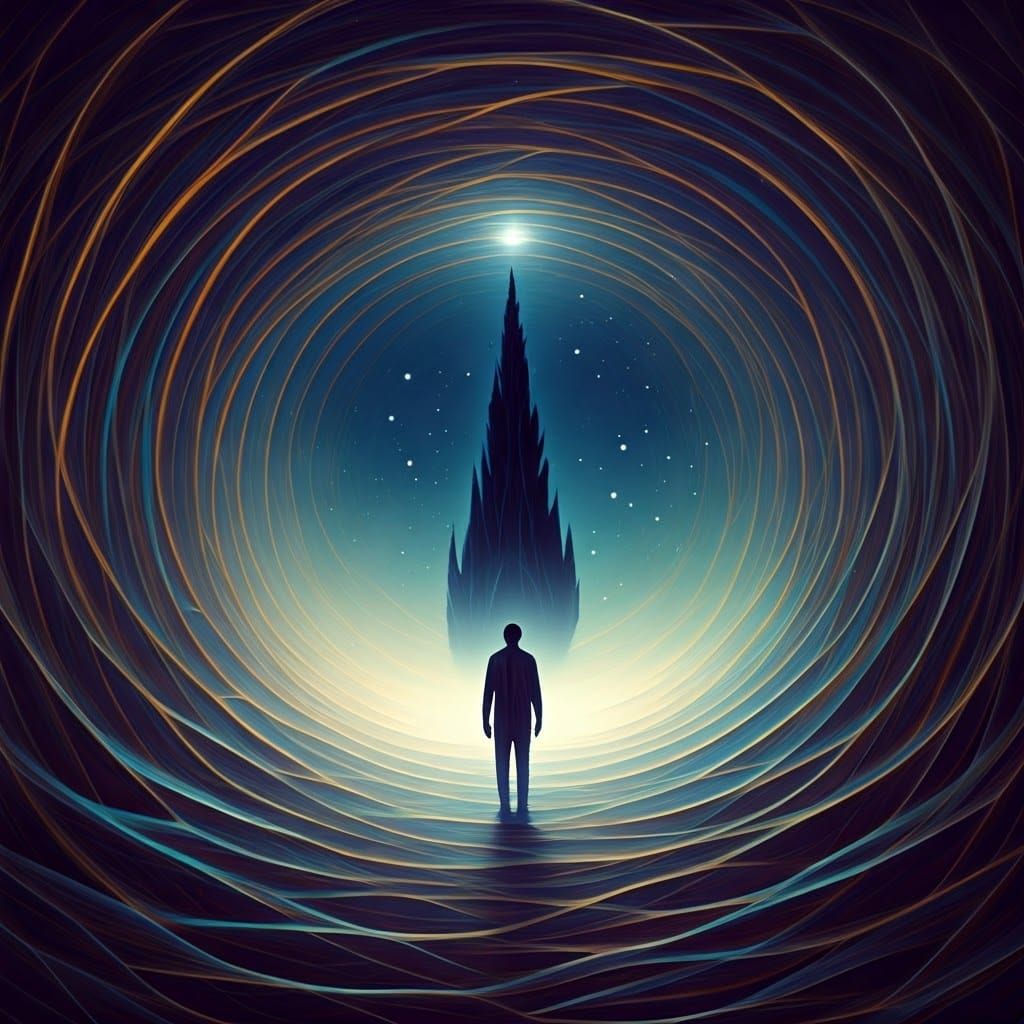 Surreal Figure in Dreamlike Landscape as Dark Fantasy Art