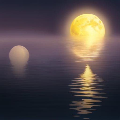 Sci-Fi Fantasy Moon Reflections in Deep Water