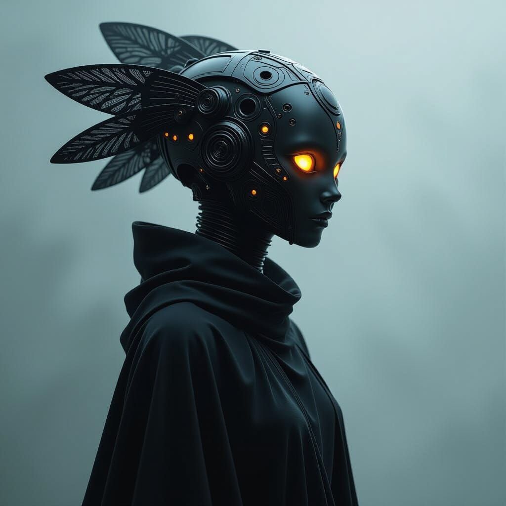 Futuristic Humanoid Figure in Biomechanical Style