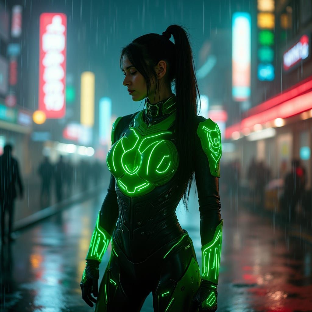 Cinematic film still. Jessica Cruz, a Green Lantern bounty h...