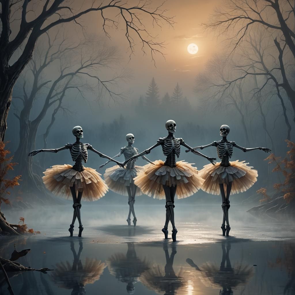 Skeleton Dancers Perform Swan Lake: Fantasy Art