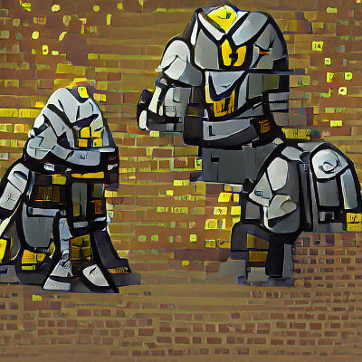 Warforged Character in Pixel Art Style