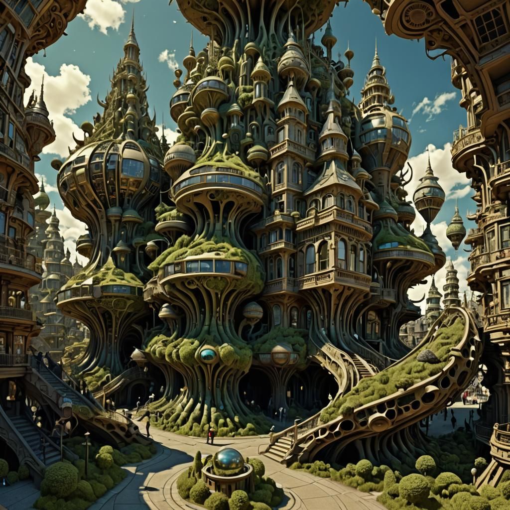 Surreal 3D Mandelbulb Xeno Arcologies Street View