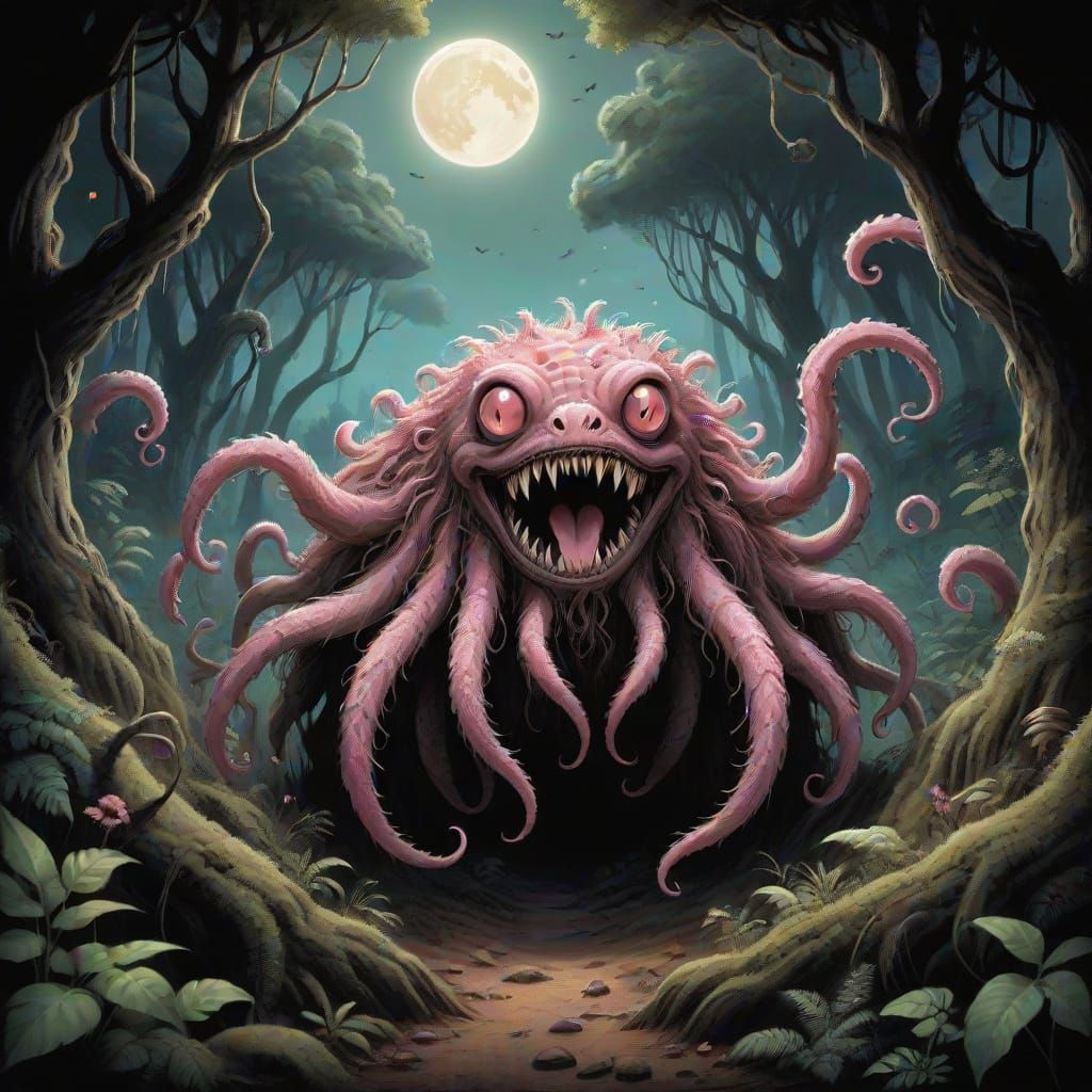 Moonlit Forest Creatures with Earth View