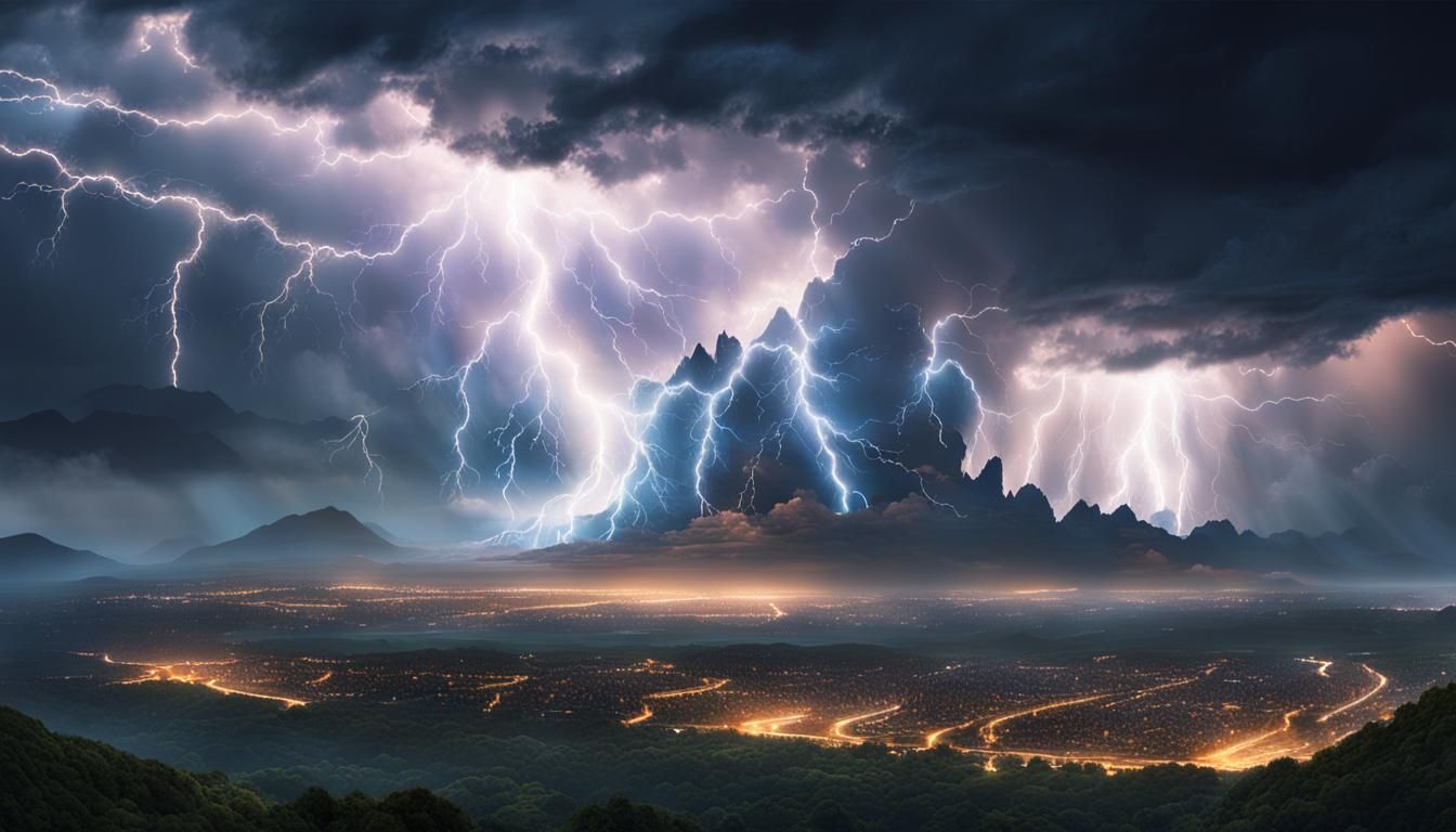Cosmic Lightning Rays in Digital Matte Painting