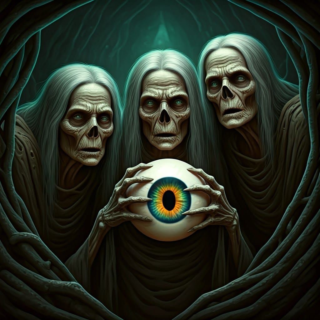 Stygian Witches in Primordial Cavern as Mystical Realism