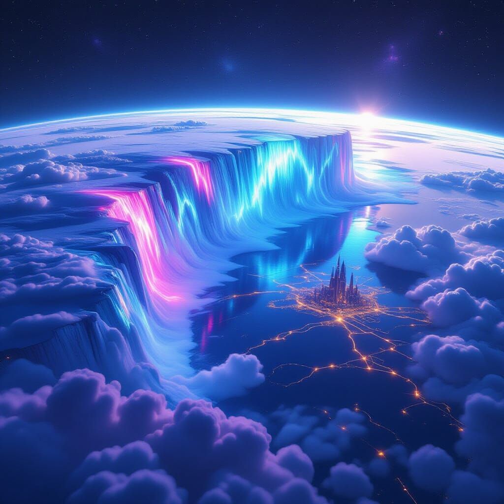 Colossal Neon Energy Wave on Frozen Planet