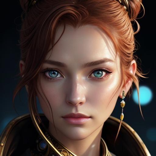 Steampunk Beauty with Bioluminescent Flowers in Anime Style