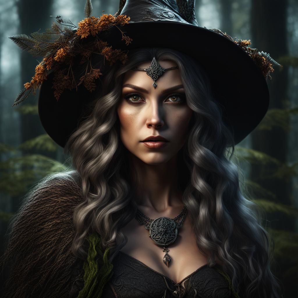 Hyperrealistic 3D Portrait of a Woodland Witch