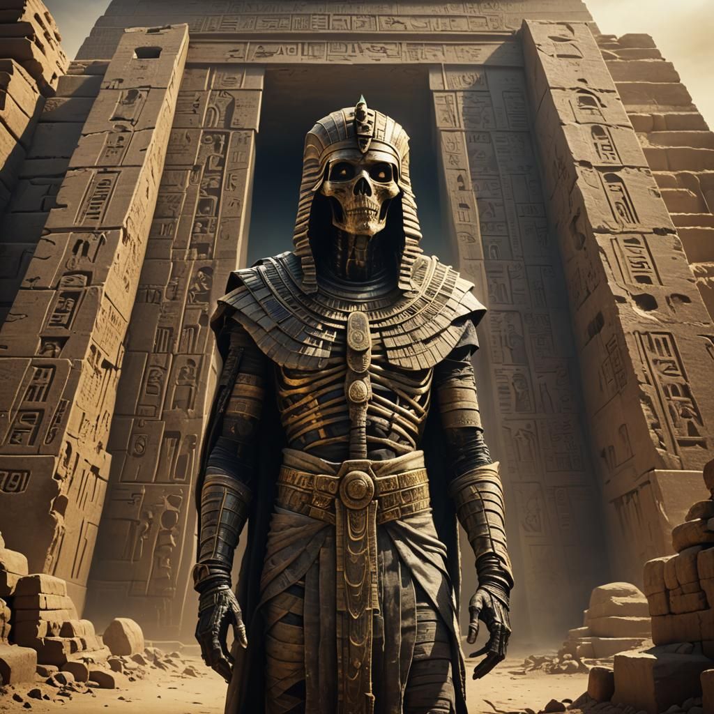 Terrifying Mummy Guarding Egyptian Pyramid Entrance