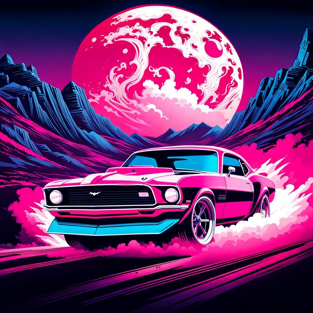 Mustang vs Camaro Drag Race in Neon Style