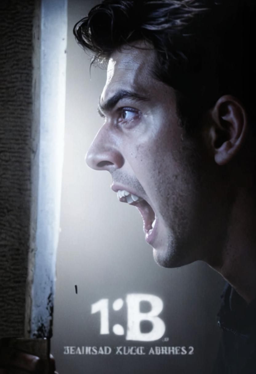 Terrified Man Watches Himself on TV: Cinematic Still