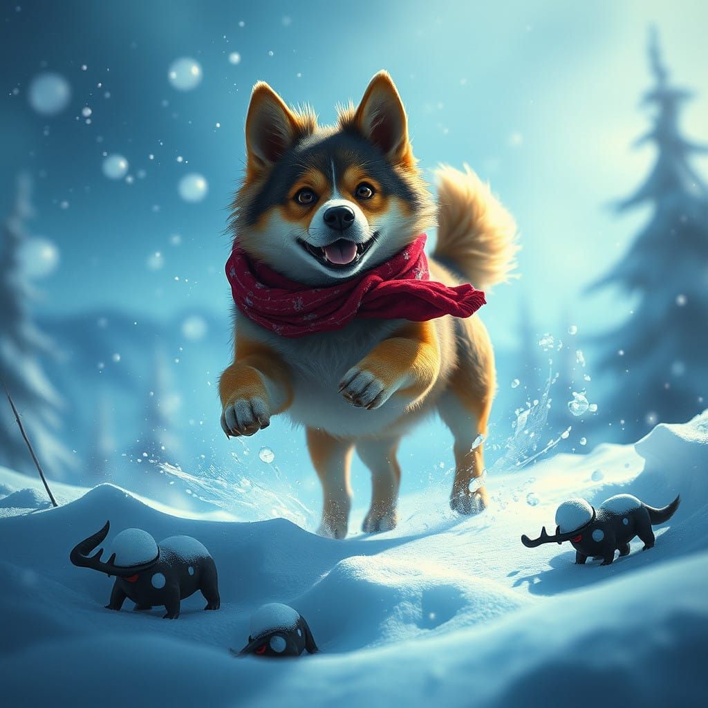 Surreal Canine Wonders in a Frozen Wonderland