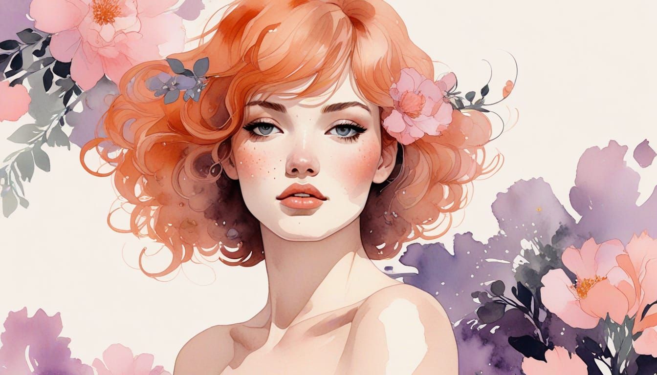 Ethereal Female Figures in Watercolor Painting