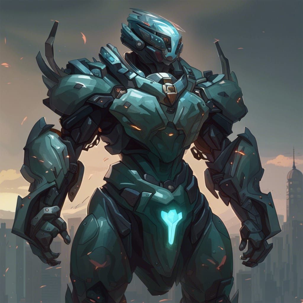 Teal Alien Girl Portrait on Turquoise Planet